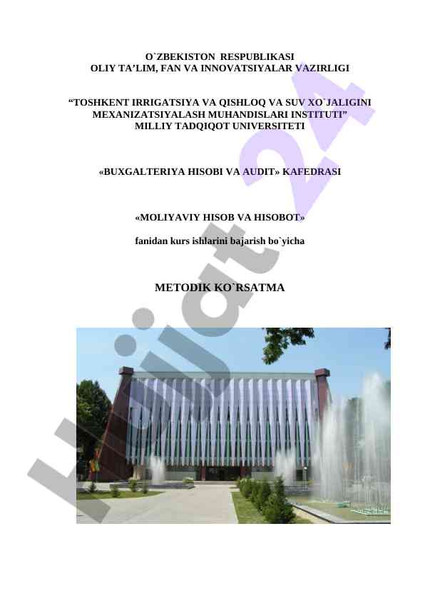 Metodik ko'rsatmalar kurs ishlarini bajqarish uchun