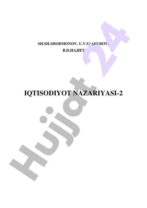 Iqtisodiyot nazariyasi magistrantlar uchun o'quv qo'llanma