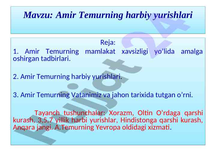 Amir temurning harbiy yurishlari tahlili