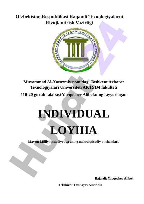 Milliy iqtisodiyot va makroiqtisodiy o'lchamlari