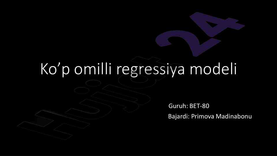 Ko’p omilli regressiya modeli tahlili