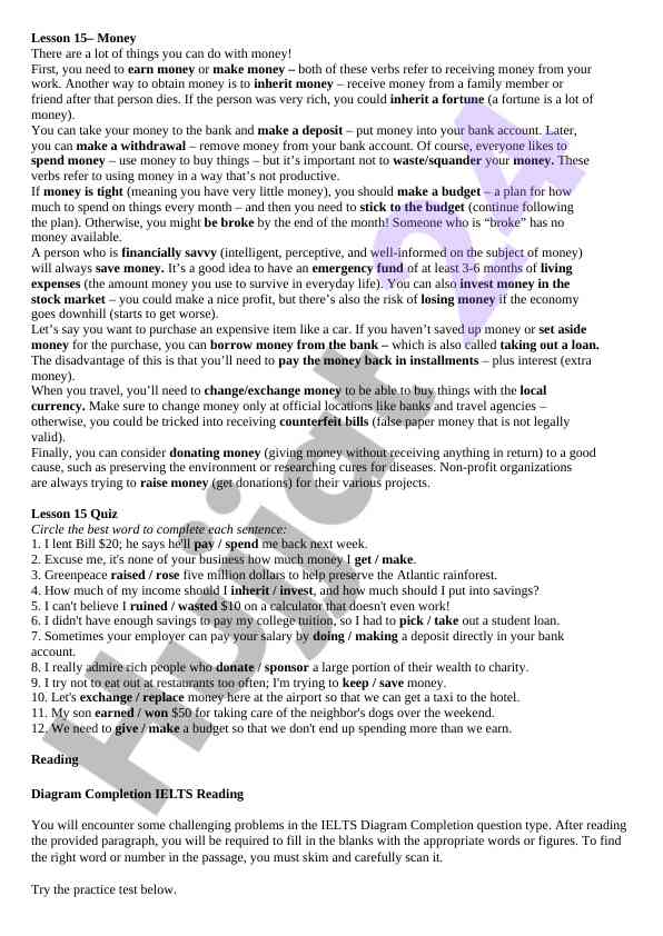 Lesson 15 money management and financial savvy