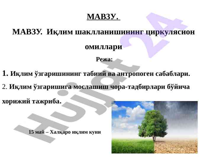 Iqlim shakllanishining tsirkulyatsion omillari