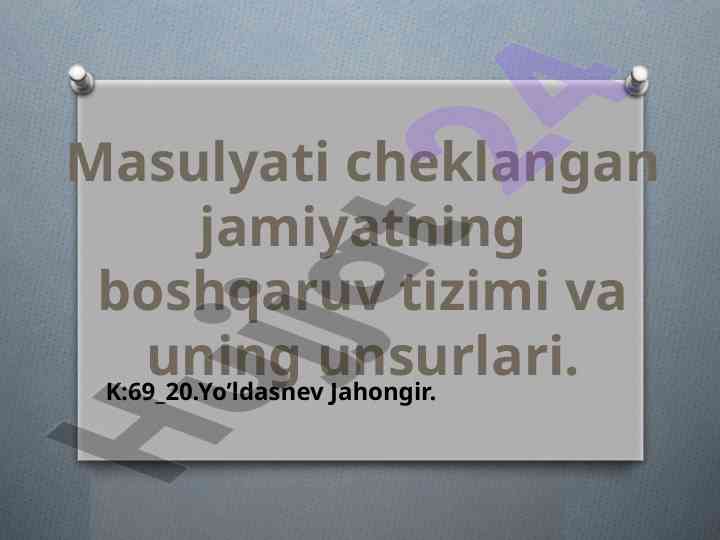 Boshqaruv tizimi va mas'uliyati cheklangan jamiyatlar