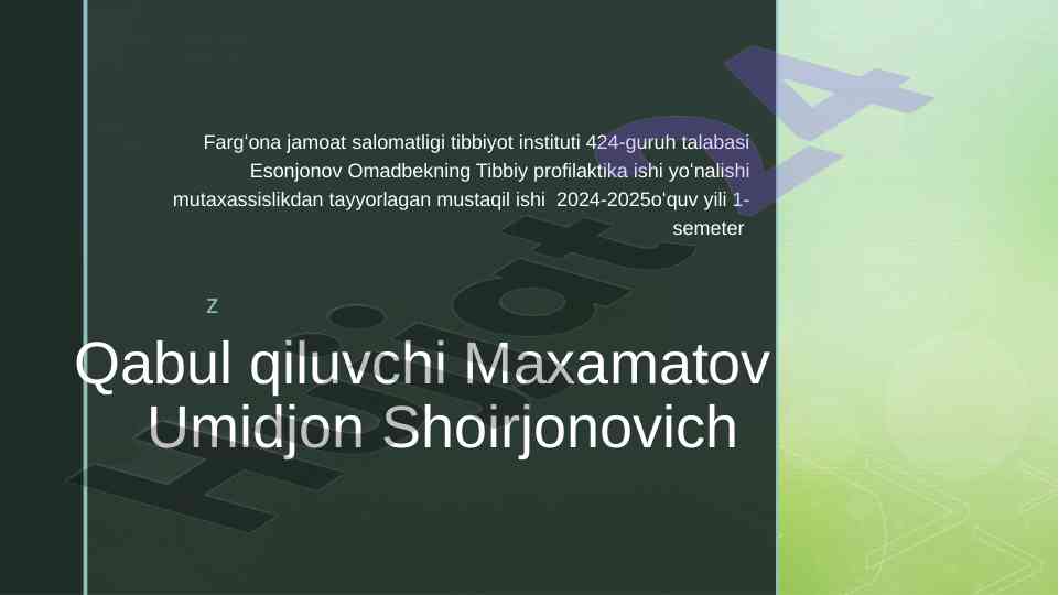 Gigiyena fanida profilaktik chora tadbirlar