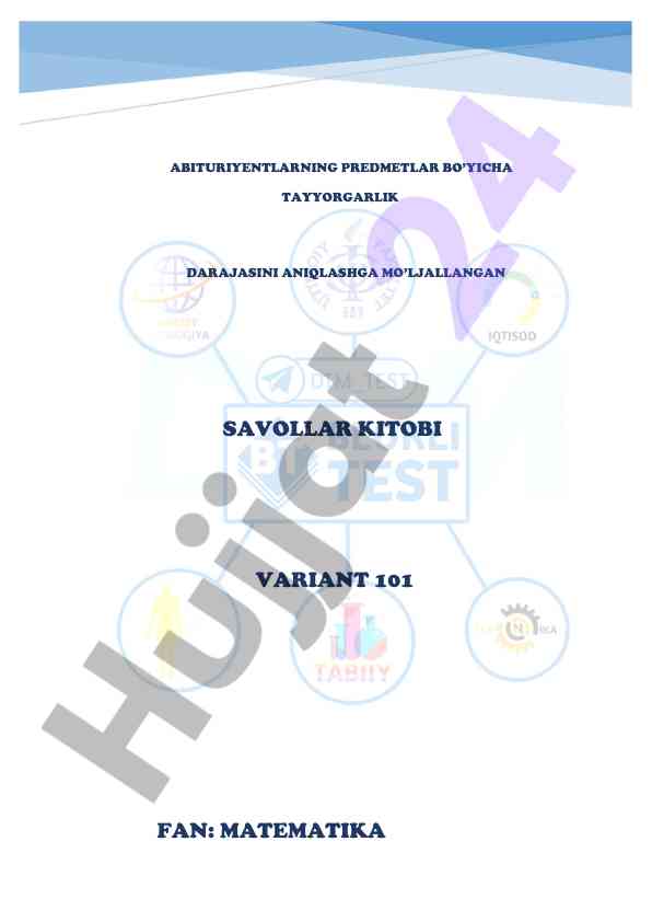 Abituriyentlar uchun matematik savollar kitobi