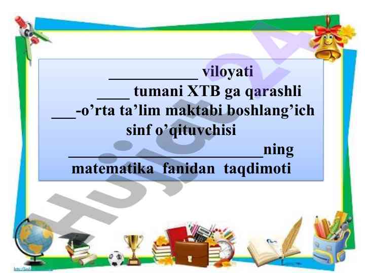 O’nli kasrlar mavzusida dars ishlanmasi