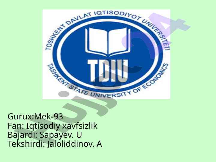 Iqtisodiy xavfsizlikka ta'sir etuvchi tahdidlar