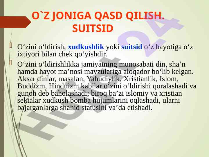 Suitsidning ijtimoiy va diniy asoslari