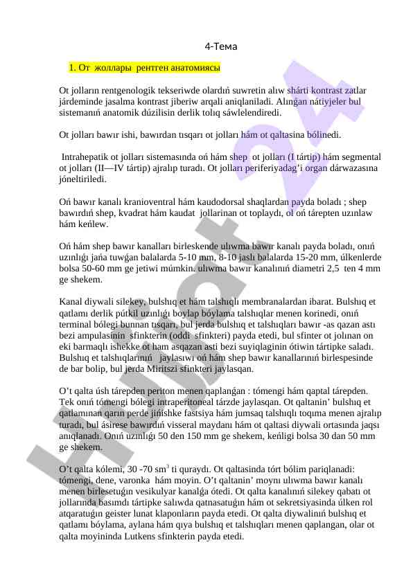 Ot jollarining rentgen anatomiyasi tahlili