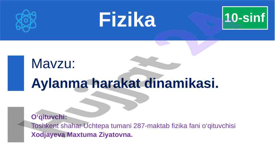 Aylanma harakat dinamikasi bo‘yicha masalalar