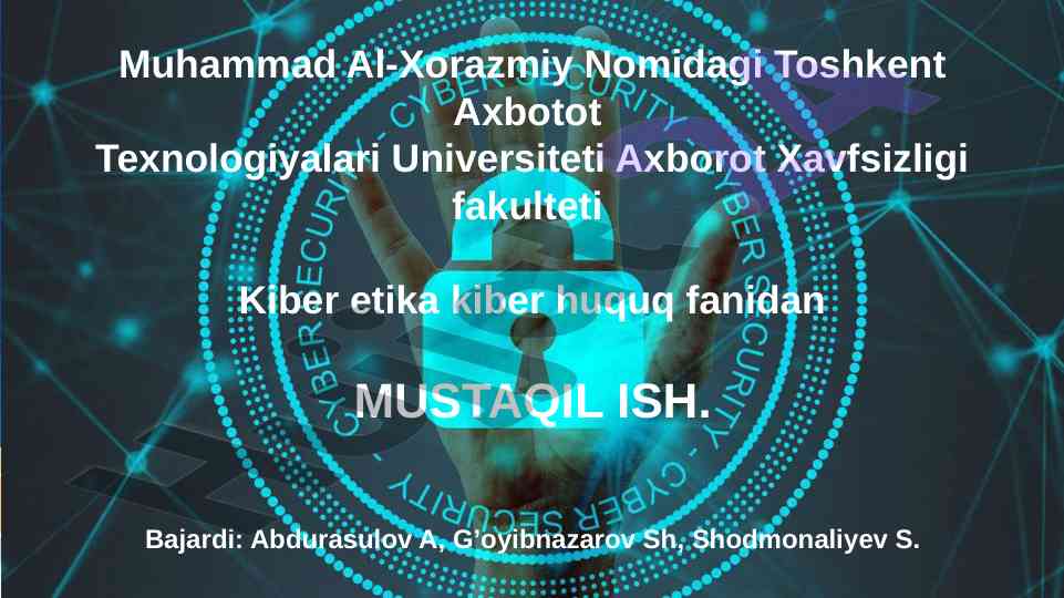 Kiber huquq sohasiga oid yevropa standartlari