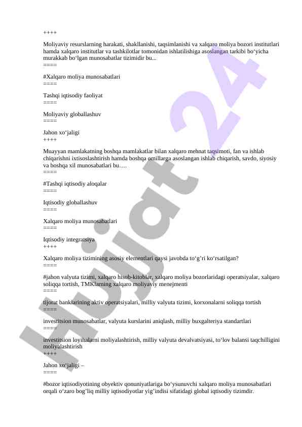 Xalqaro moliyaviy munosabatlar tizimi tahlili