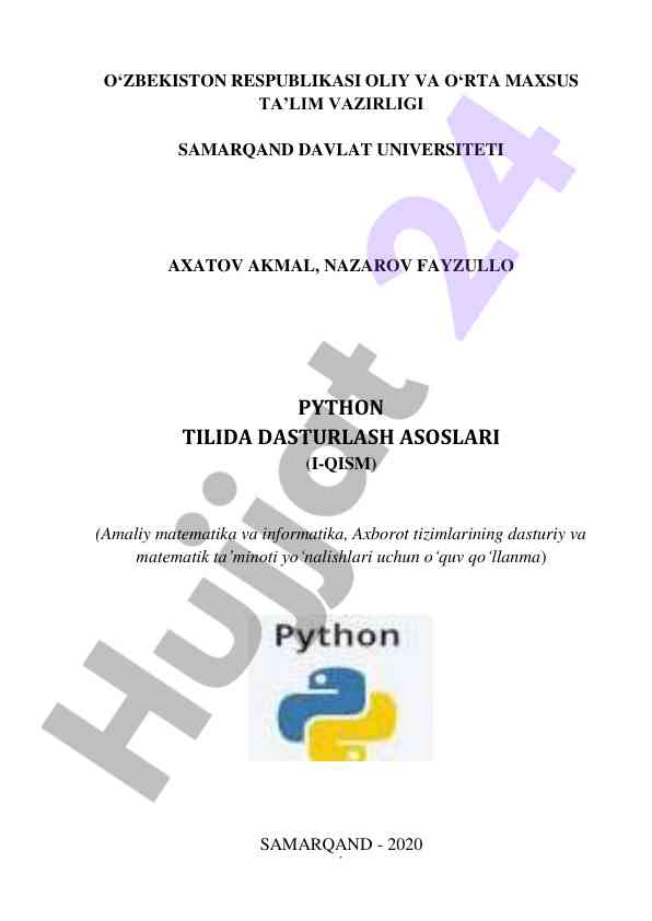 Python tilida dasturlash asoslari o‘quv qo‘llanma