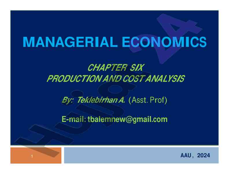 Production and cost analysis in managerial economics