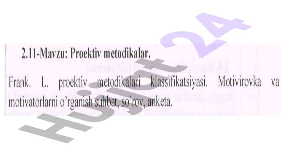 Proektiv usuli va psixologik tadqiqotlar
