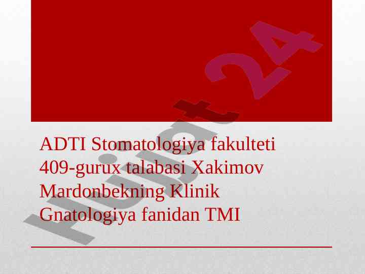 Klinik gnatologiyada pastki jag’ bo’g’imi kasalliklari