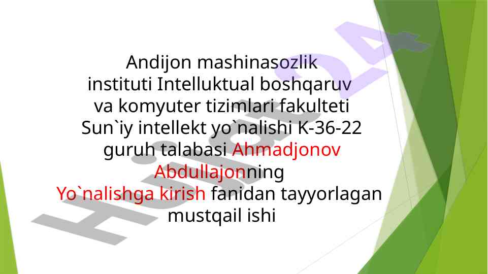 Ms excel 2016 da mantiqiy elementlarni qo`llash