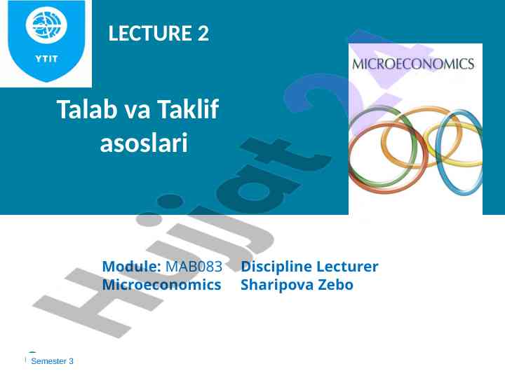 Talab va taklif asoslari mikroeconomics