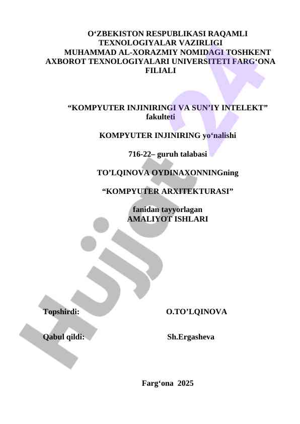 Markaziy protsessor va uning funktsiyalari