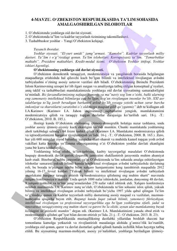 O'zbekistonda ta'lim islohotlari tahlili