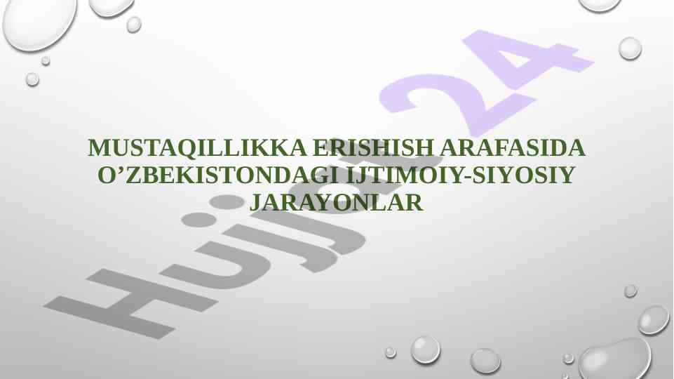 O'zbekistondagi ijtimoiy-siyosiy jarayonlar tahlili