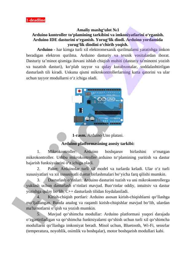 Arduino kontroller va dasturiy ta'minot o'rganish