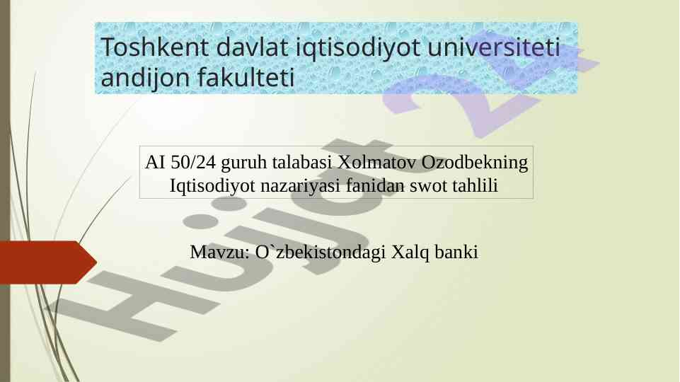 O‘zbekiston xalq bankining swot tahlili