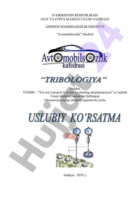 Laboratoriya mashg‘ulotlari bo‘yicha qo‘llanma