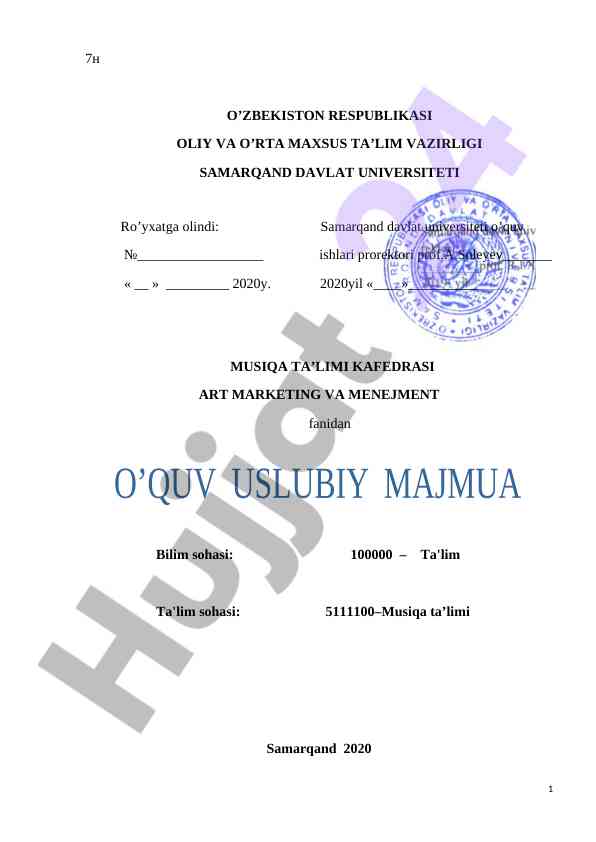 Musiqa ta’limi uslubiy majmuasi asoslari