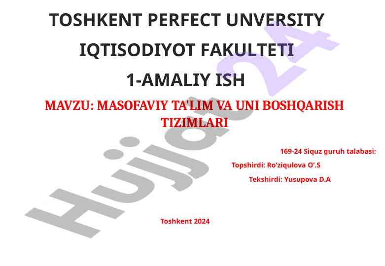 Masofaviy ta'lim va uni boshqarish tizimlari