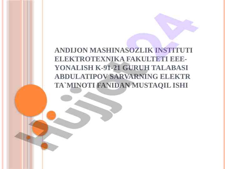 Sanoat korxonalari elektr ta'minoti to'g'risida ma'lumotlar