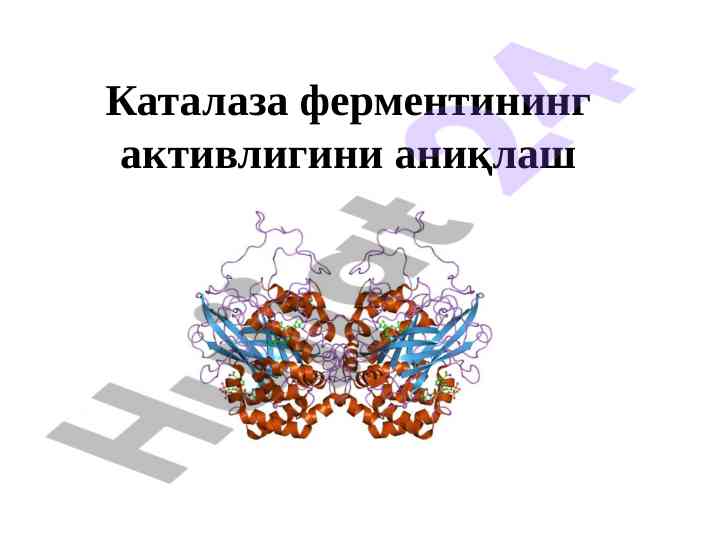 Каталаза ферментининг активлигини аниқлаш тадқиқоти