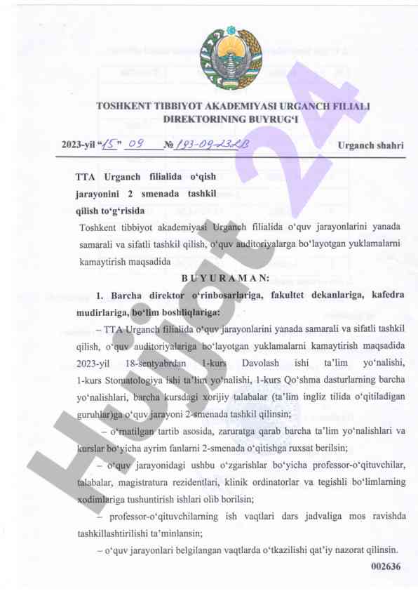 Toshkent tibbiyot akademiyasi o‘quv jarayonlari