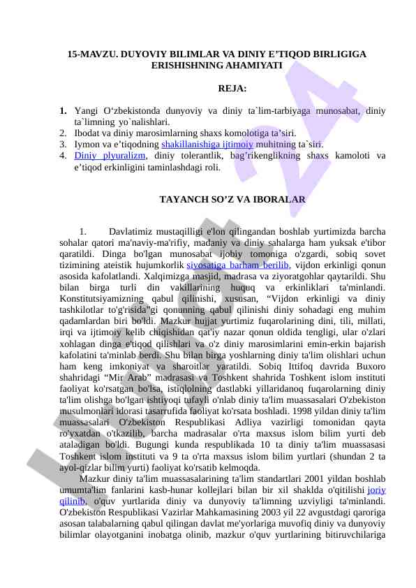 Diniy e'tiqodning shaxs kamolotiga ta'siri