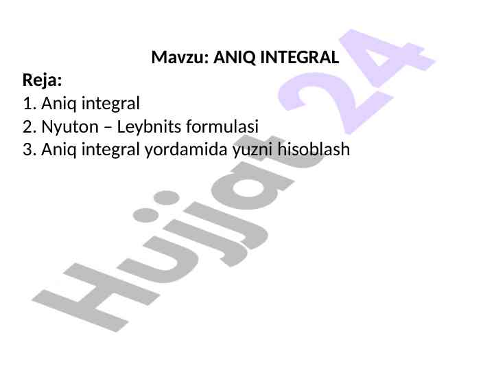 Aniq integral va nyuton leybnits formulasi
