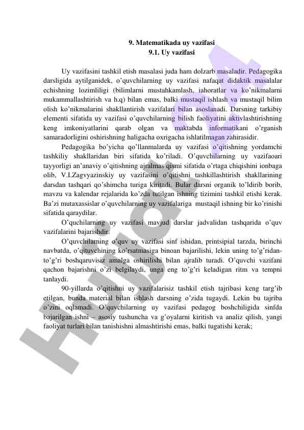 Matematikada uy vazifasi ta'siri va muhimligi