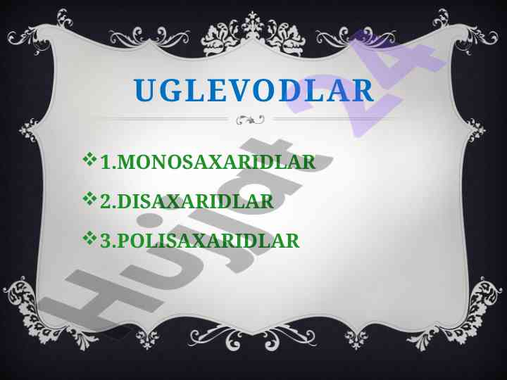 Uglevodlar turi va monosaxaridlarning o'rganilishi