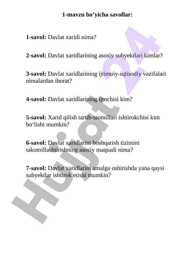 Davlat xaridlari: asosiy savollar va javoblar
