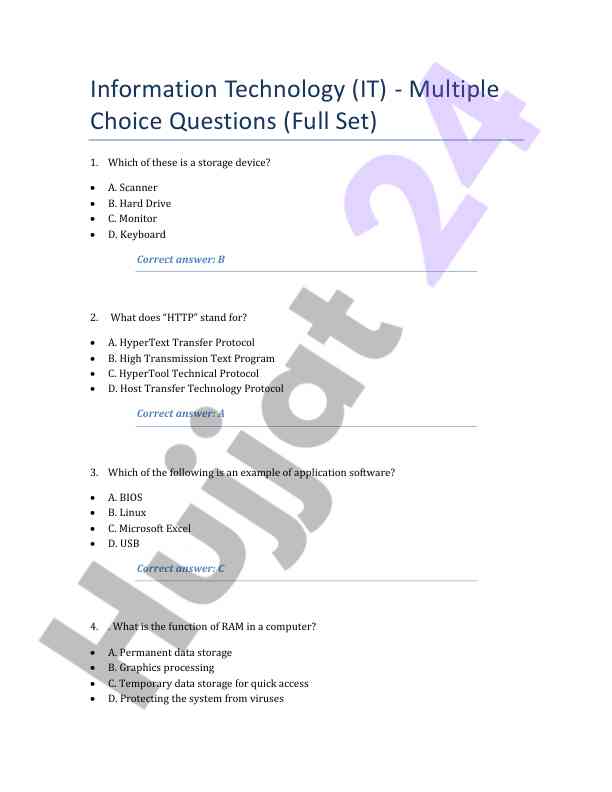 Information technology multiple choice questions set
