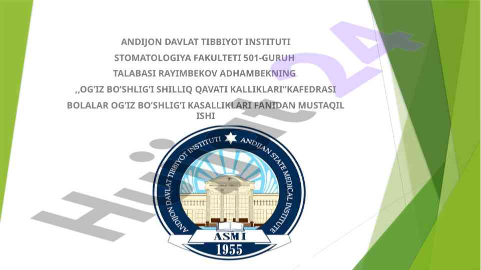 Og’iz bo'shlig’i shilliq qavati kalliklari
