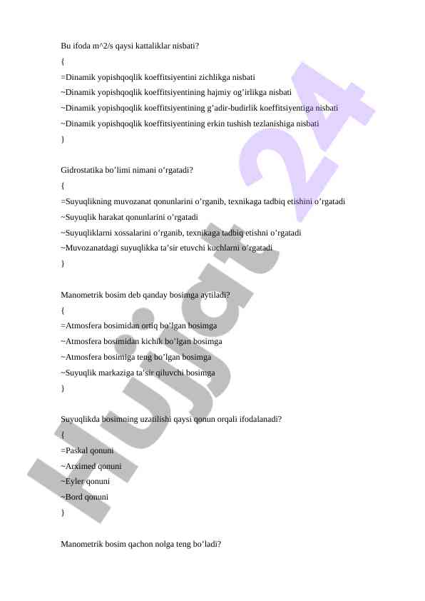 Gidrostatikada o'rganish yo'nalishlari