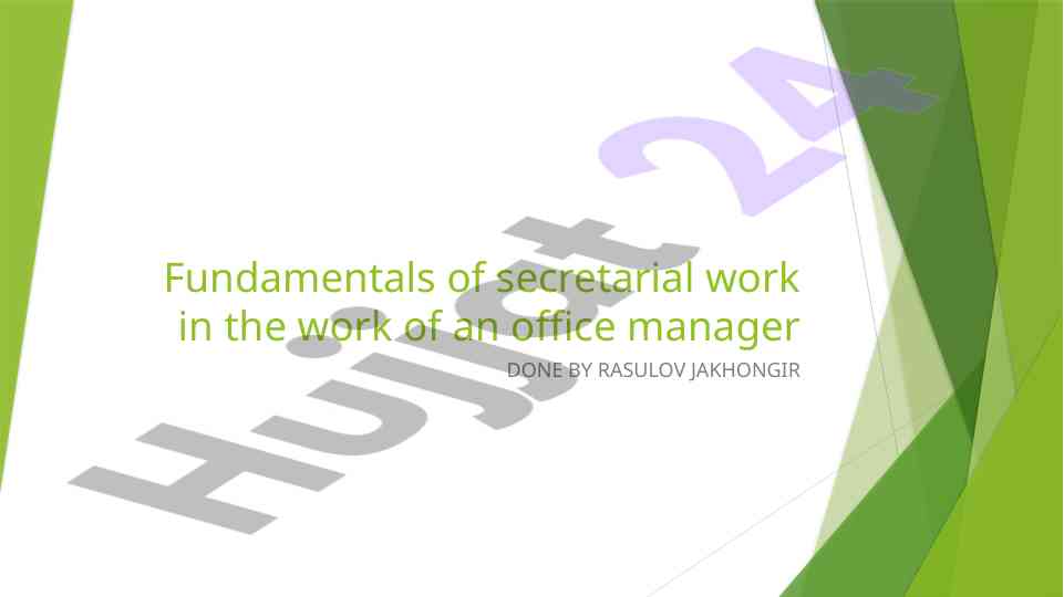 Fundamentals of secretarial work in office management