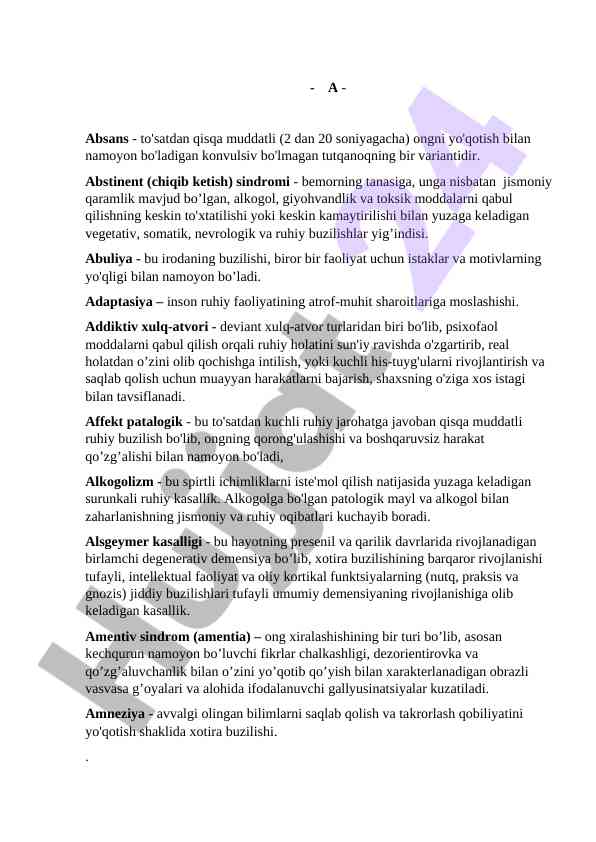 Psixologiyada irodani buzilishlar tahlili