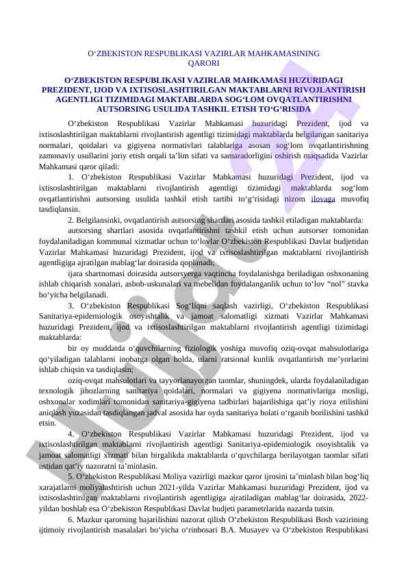 Sog‘lom ovqatlantirish tashkiloti uchun zamonaviy usullar