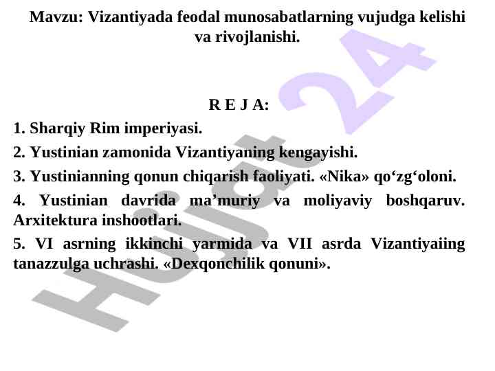Vizantiyada feodal munosabatlarining rivojlanishi