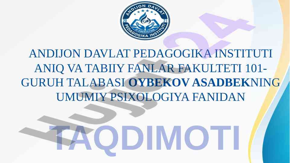 Ilk o'spirinlik va yoshlik davrida psixik rivojlanish