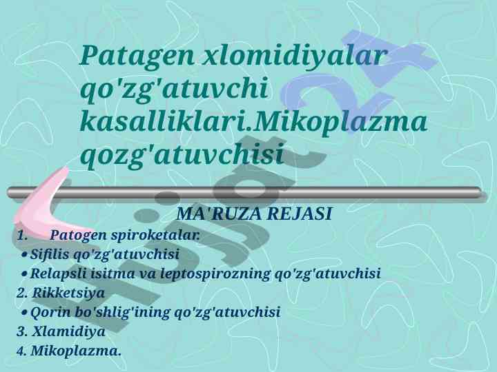 Patogen xlomidiya qo'zg'atuvchi kasalliklar tadqiqoti