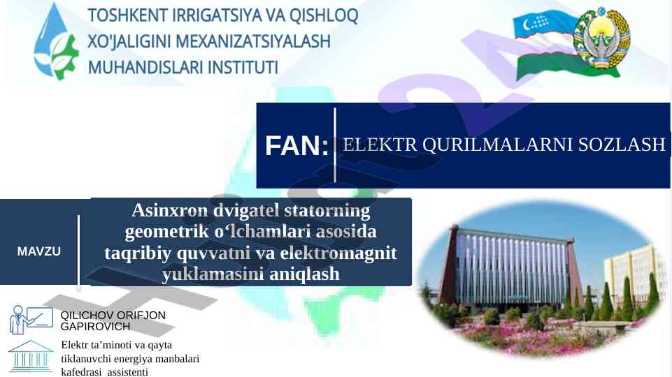 Asinxron dvigatelning geometrik o‘lchamlari tahlili