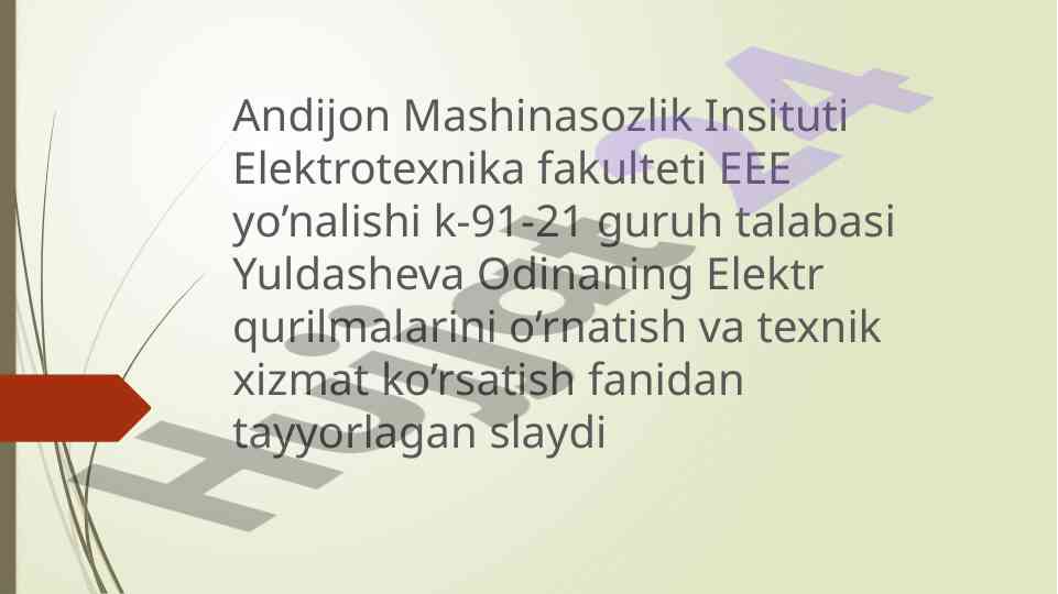 Elektr yoritkichlari haqida taqdimot